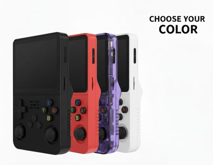 Portable R36S Pro Retro Game Console, featuring a high-performance Linux system, a 3.5-inch IPS display, and massive storage packed with unlimited classic games.